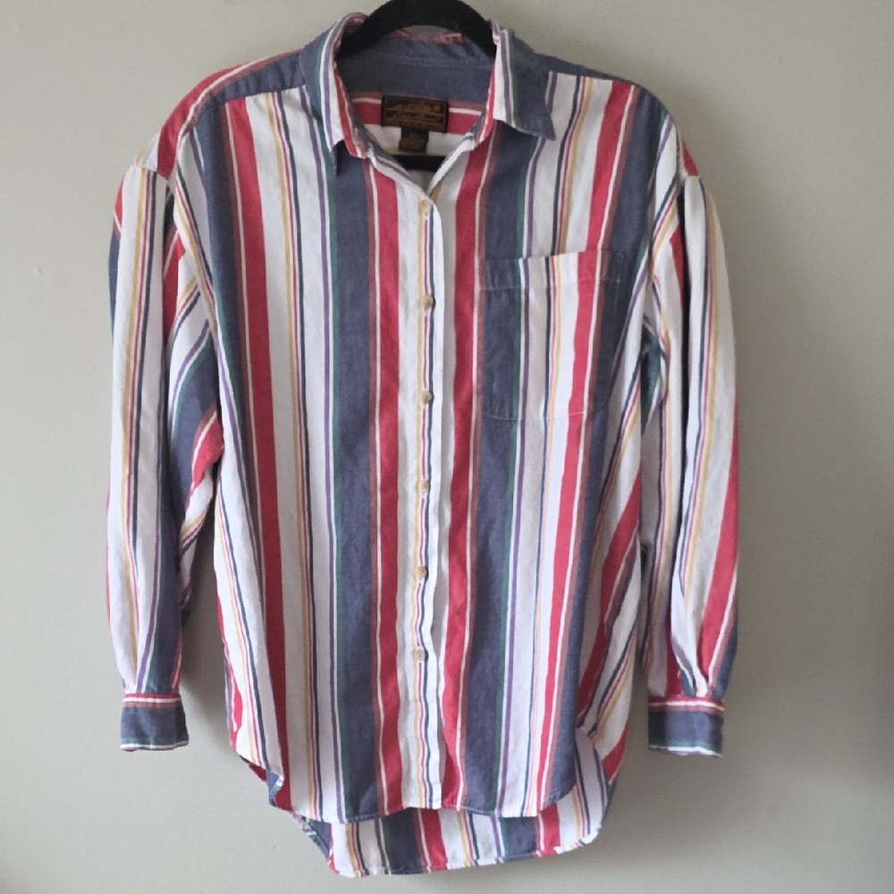 Eddie Bauer Women's Striped Long Sleeve Cotton Shirt Size M